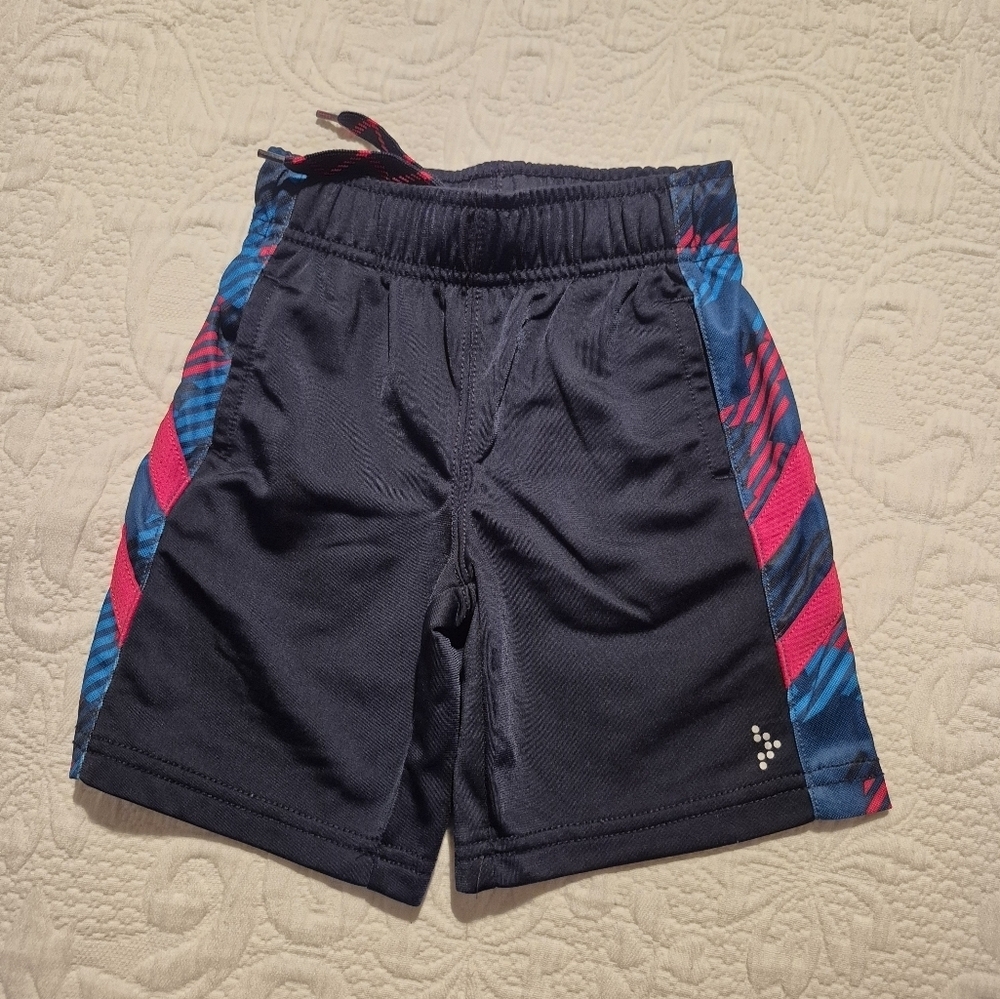 Gymboree Gymgo boys size 2T athletic style shorts blue red, elastic waist VGUC